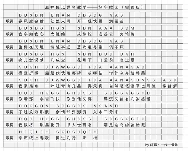 原神好字唯之琴谱一览  第2张